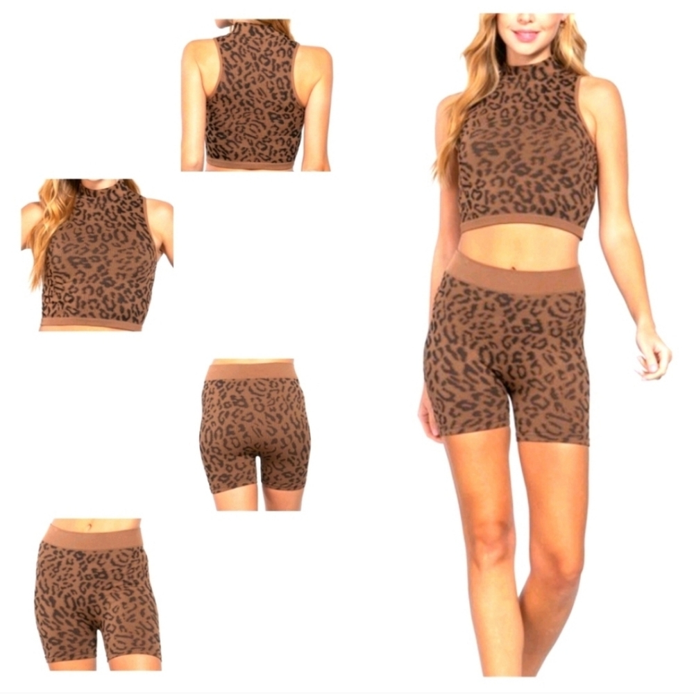 🖤 Leopard Top and Biker Short Set 🖤